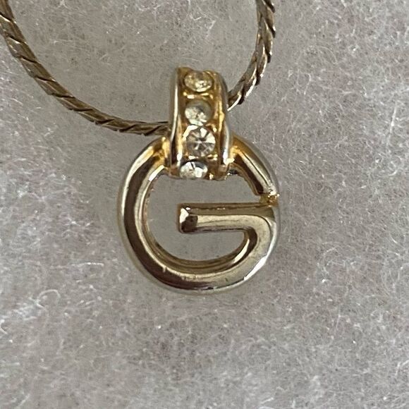 Givenchy Logo "G" Necklace with Rhinestones. - Picture 1 of 7